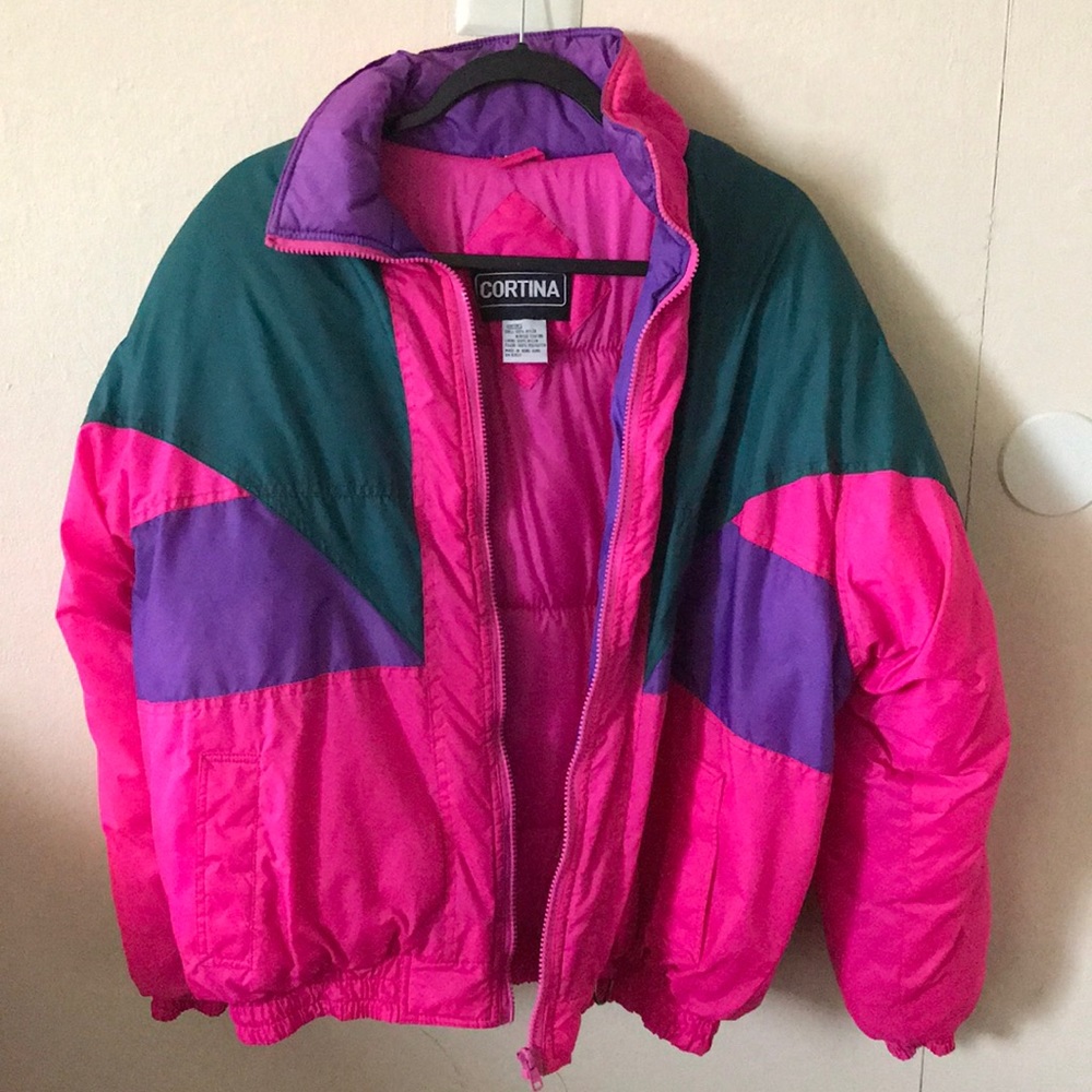 vintage snow colorblock puffer